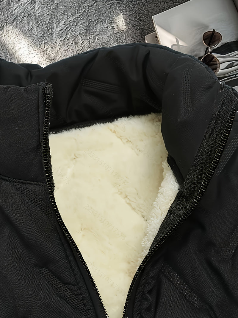 Black Autumn and Winter Velvet Casual Men's Jacket.