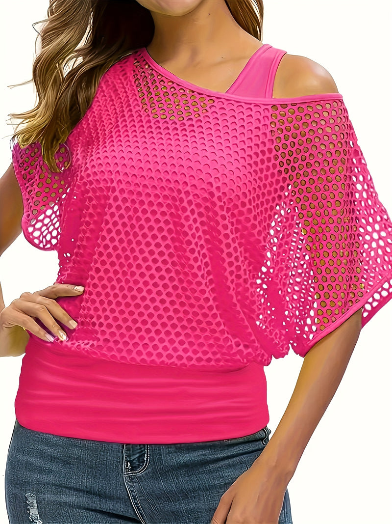 Women’s Fashion Mesh 2-in-1 Look Tank Top.