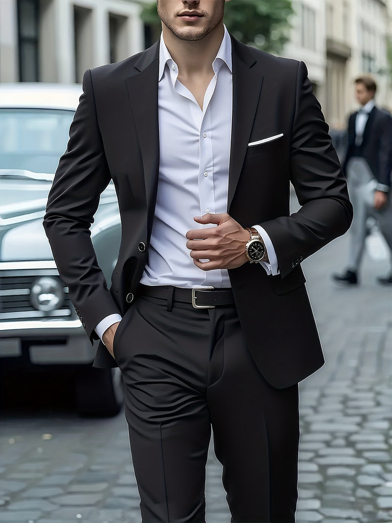 Men's 2pcs Wedding Suit Set Slim Fit Business Suit Jacket,Classic Pants.