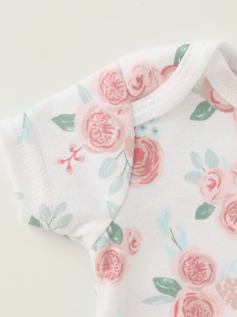 10pcs Newborn Baby Girl Romper with Letter Embroidery.