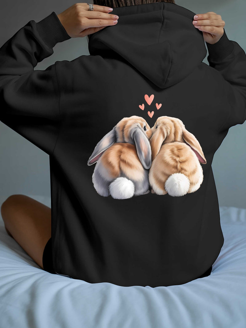Cute Rabbit Back Women's casual sweatshirt back printed fashionable.