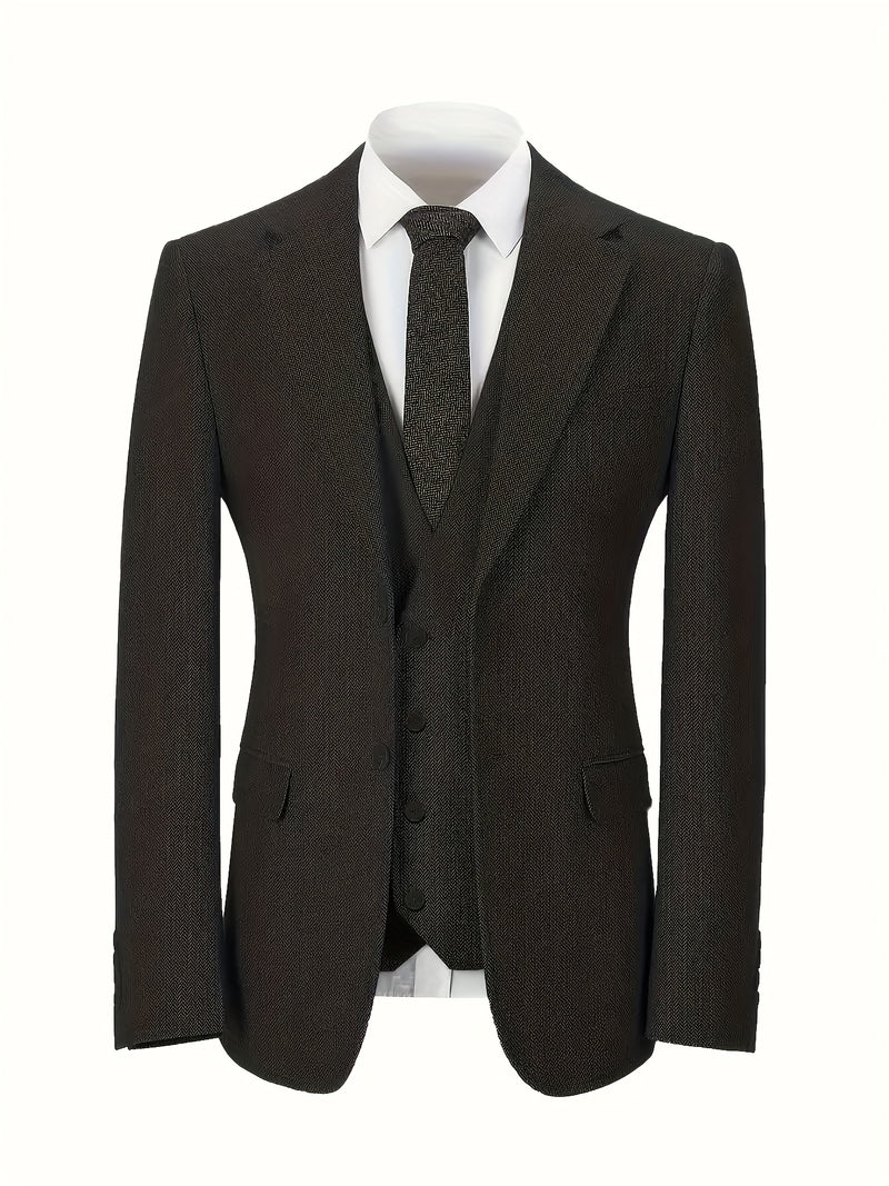 Men's Three-piece Suit Set, Including a Vest, Trousers.