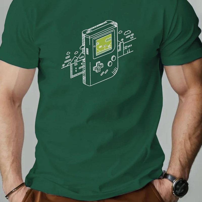 Men's Gaming Console Print Summer Casual Crew Neck Short Sleeve T-Shirt.