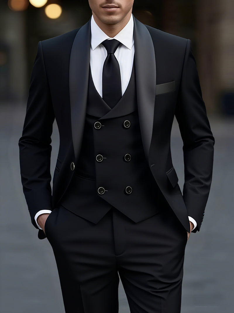 Men's 3pcs Suit Set, Jacket + Vest+ Trousers.