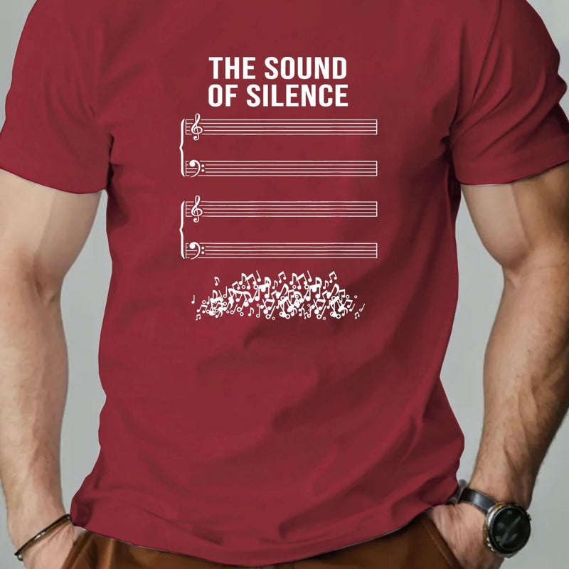 Men's Short Summer Casual T-Shirt with The Sound of Silence Design.