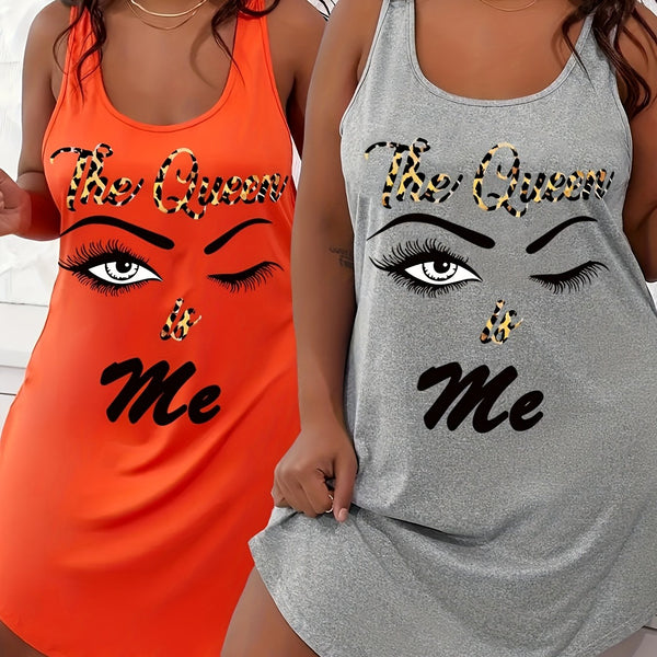 Two-Piece Women's Casual Pajamas, Letter Print.