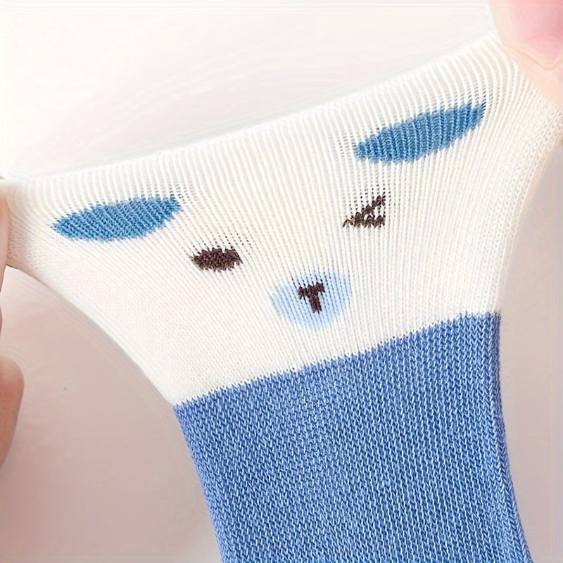 Y03-Blue Bear-4 Pairs of Baby Socks for Spring, Autumn, And Winter.