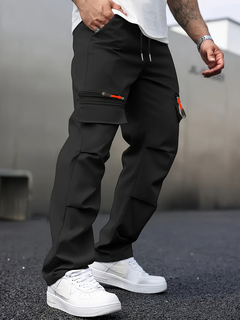 Men's Casual Cargo Pants with Multiple Pockets.