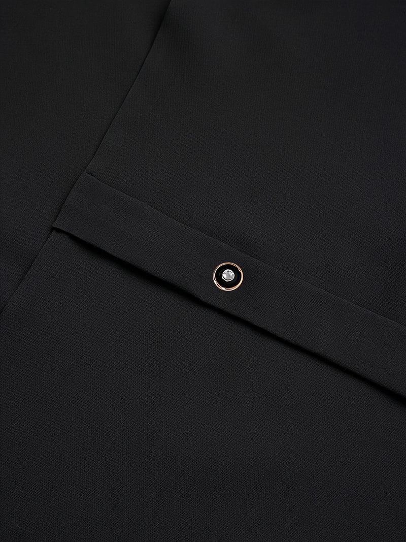 Men'S Suit, Short-Sleeved Top, Round Neck, Fake Pocket Design.