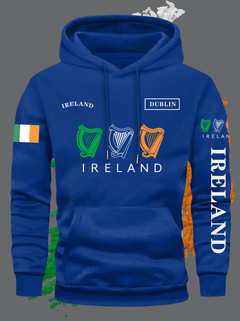 Men's Brown Ireland Flag Graphic Hoodie.