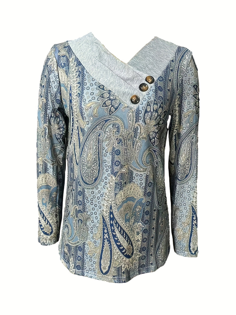 Women's Elegant Floral Print Long Sleeve.