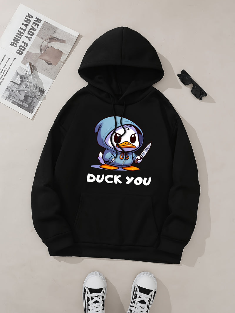 Women'S Casual Fashion Hooded Sweatshirt with Duck.