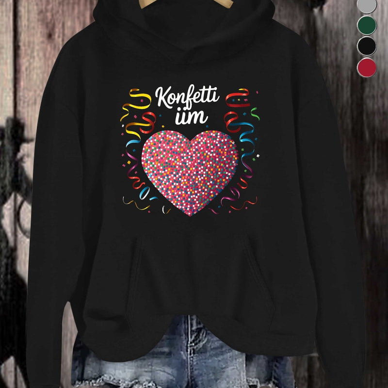 Festive Confetti Heart Women's Hoodies.