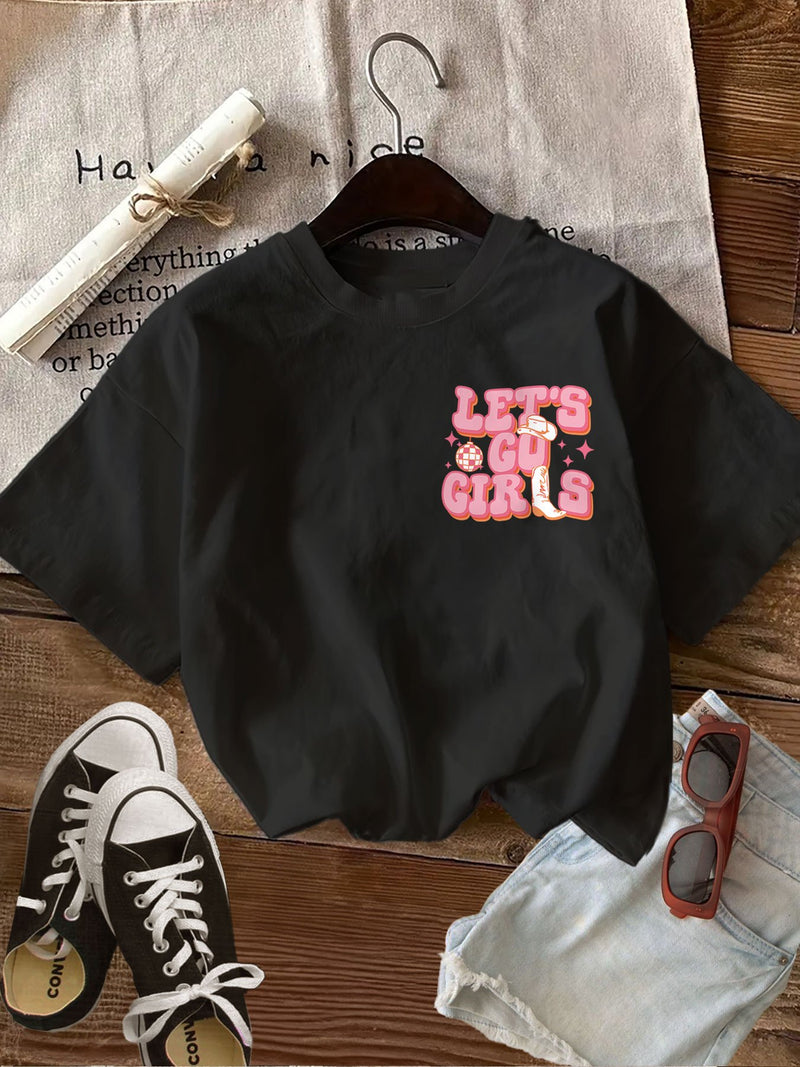 Women’s Graphic Print T-shirt, Short Sleeve Crew Neck Casual.