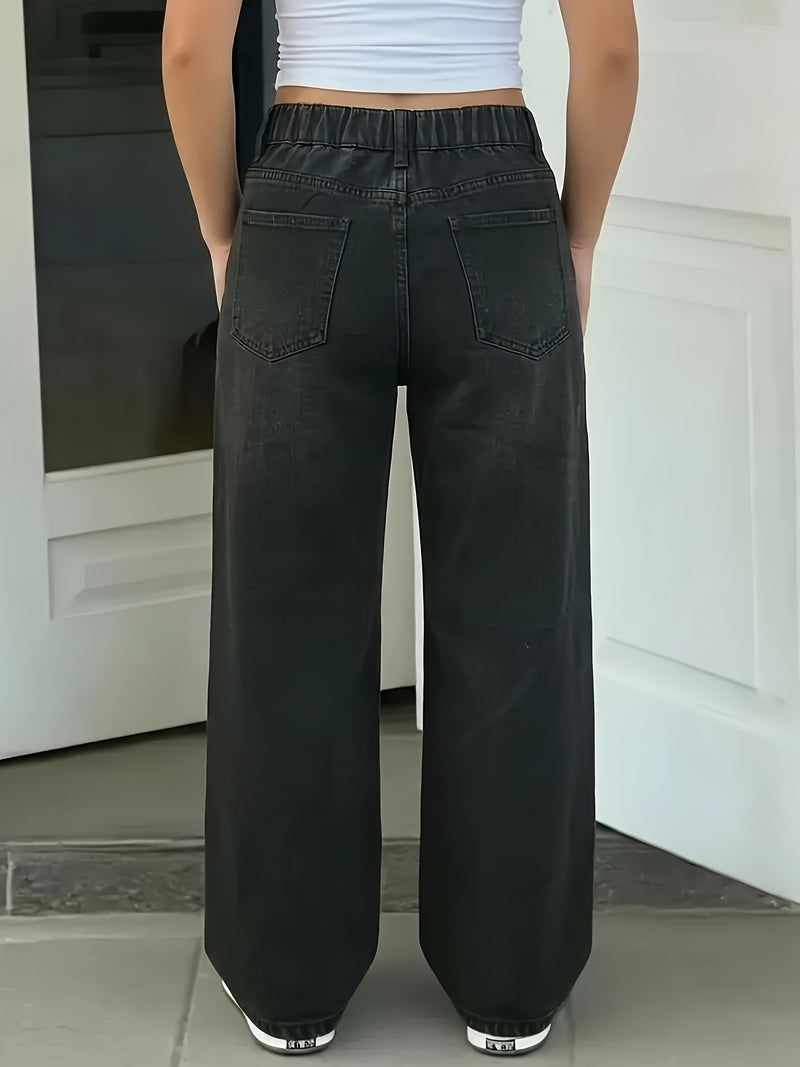 Women’s High-Waisted Wide-Leg Jeans in Vintage Blue.