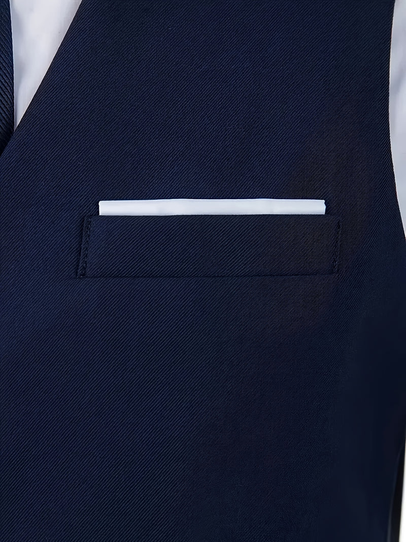 Men's 3pcs Suit with Notch Lapel, Business Formal Set, Includes Jacket.