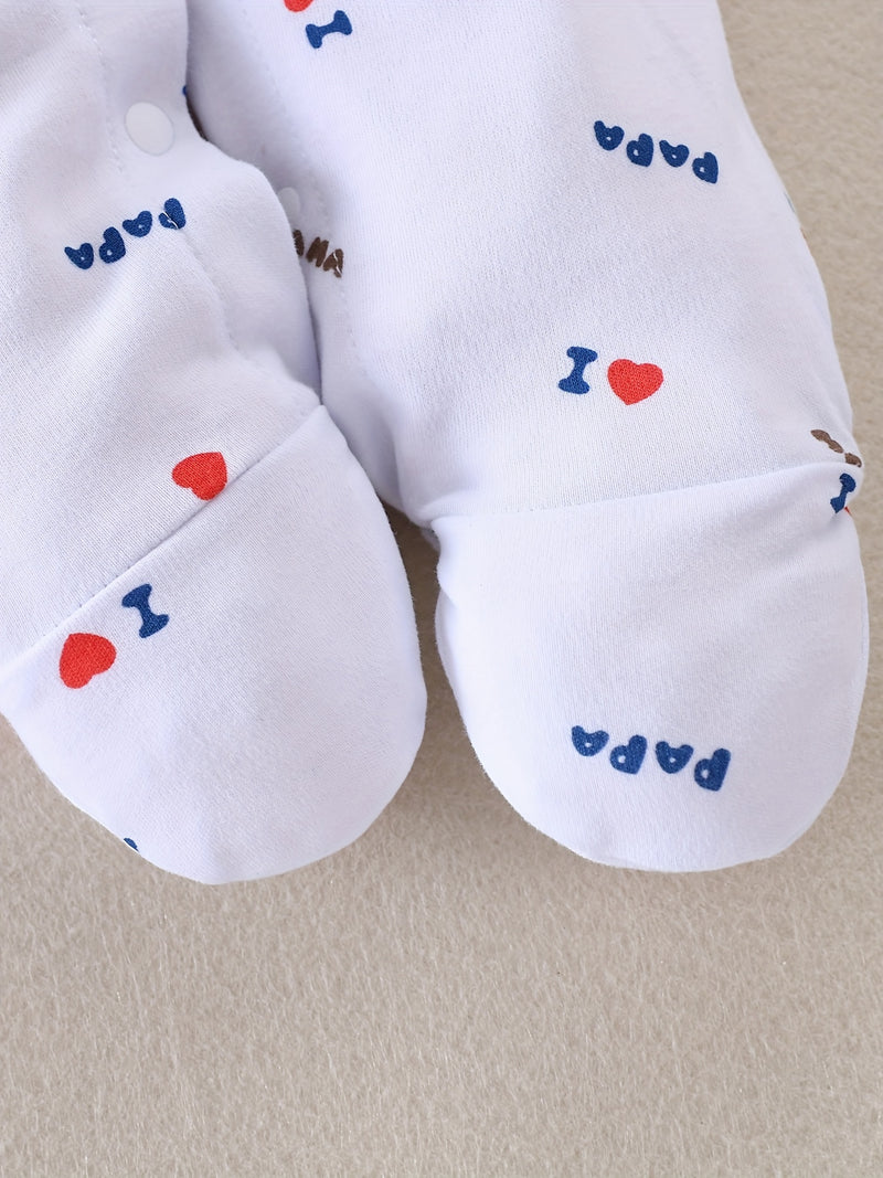 5pcs "I Love Papa and Mama" Embroidered Newborn Baby Clothes Set.