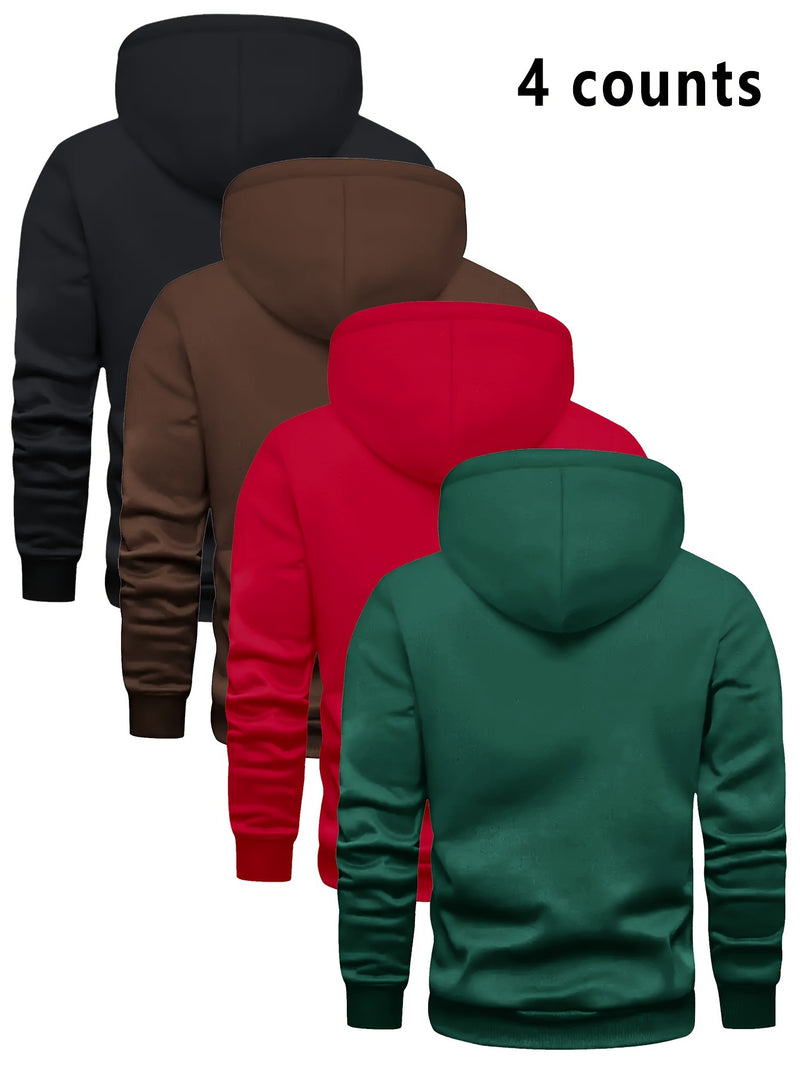 4 Counts Hooded Sweatshirt Fleece Men's Casual Versatile Fashion.