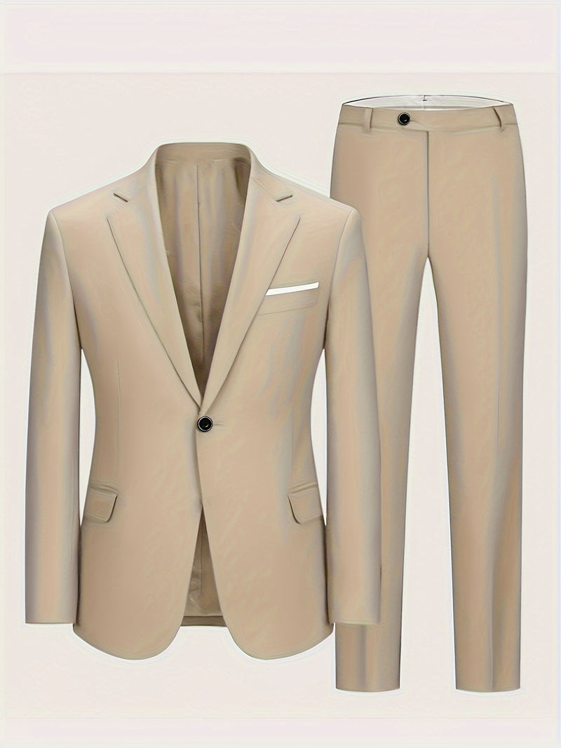 Men's 3pcs Suit Set: Jacket + Vest + Pants, Business Casual.