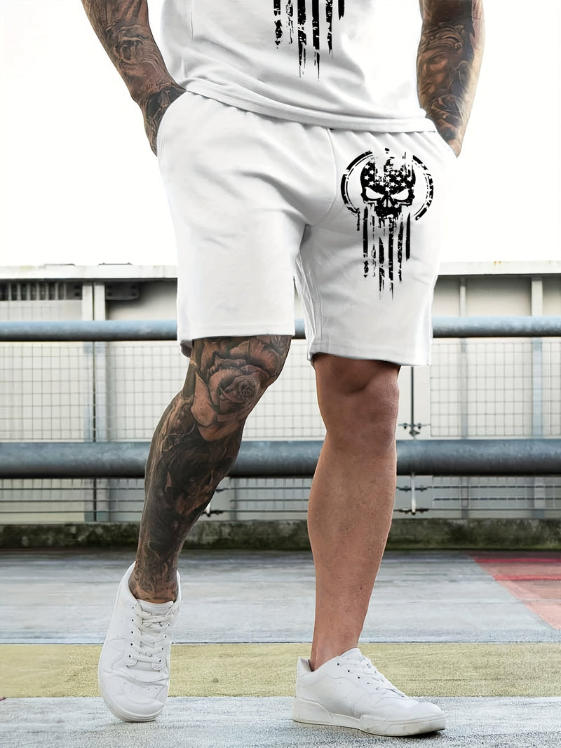 2pcs Men's Casual Fashion Set, Round Neck Short Sleeve T-Shirt.