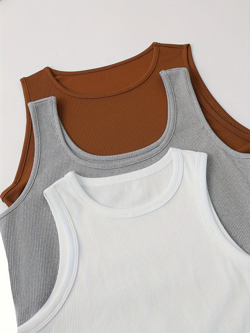 A Set of 3 Different Styles of Tank Tops and Pants for Women.