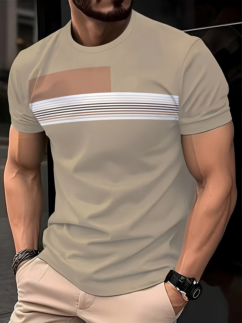 3pcs Men's Striped Short Sleeve T-Shirts.