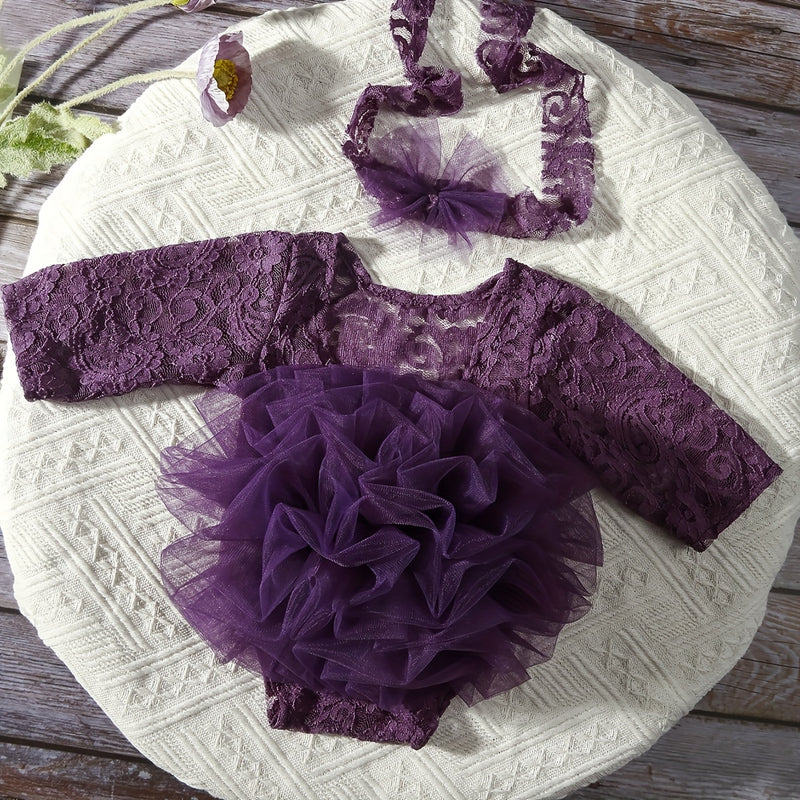2pcs Newborn Girl Lace Tutu & Headband Set.