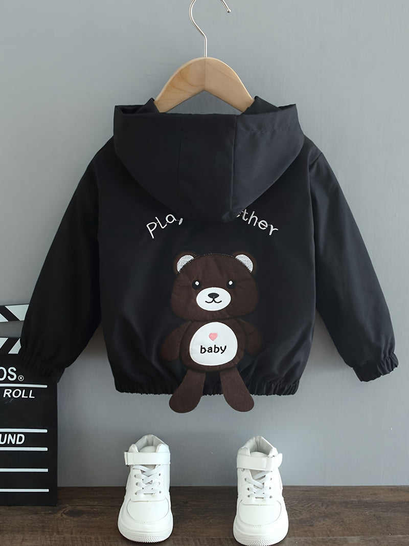 Boys Autumn Bear Jacket Lightweight Spring/Fall Outfit Stylish Hoodie Casual.