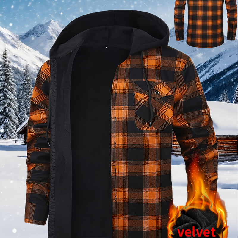 Men's Plush Flannel Shirt Jacket.