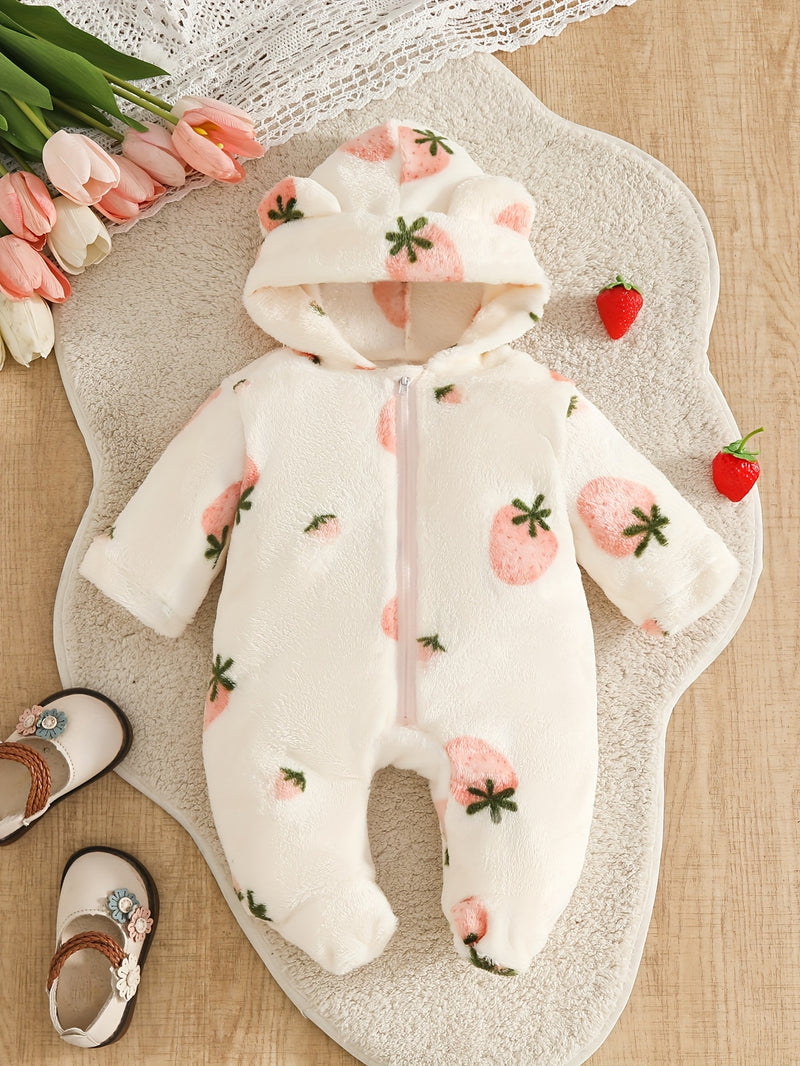 Infant Autumn And Winter Onesie for Boys And Girls, Hooded Outdoor Outfit.