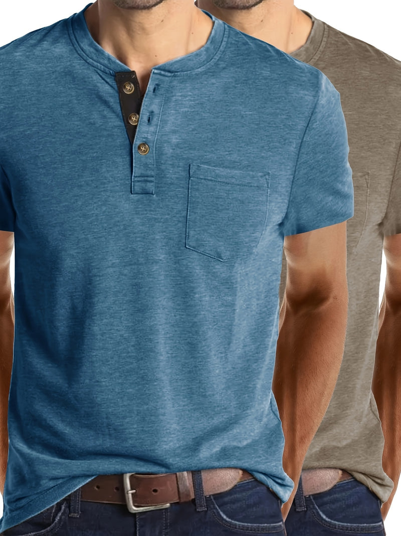2pcs Set of Stylish Short-Sleeve T-Shirts for Men.