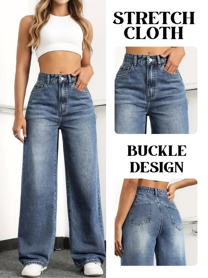 Women's High-Waisted Wide-Leg Jeans.