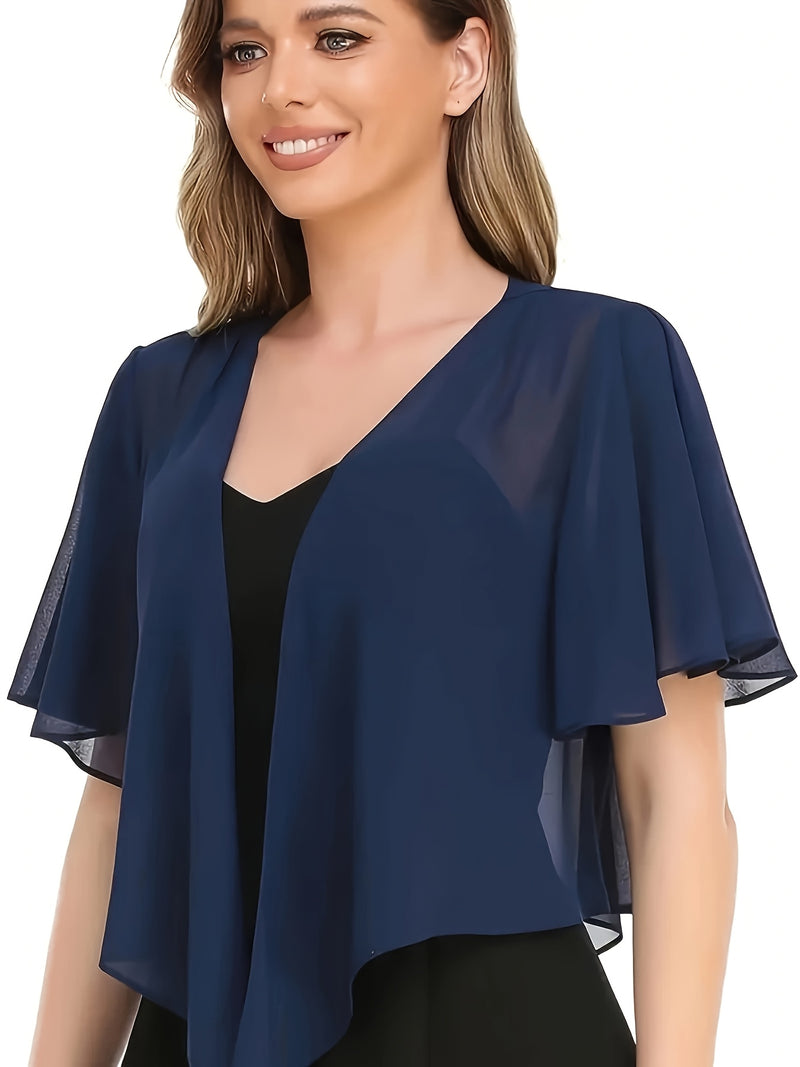 Women's Solid Color Short Sleeve Shirt Cardigan.