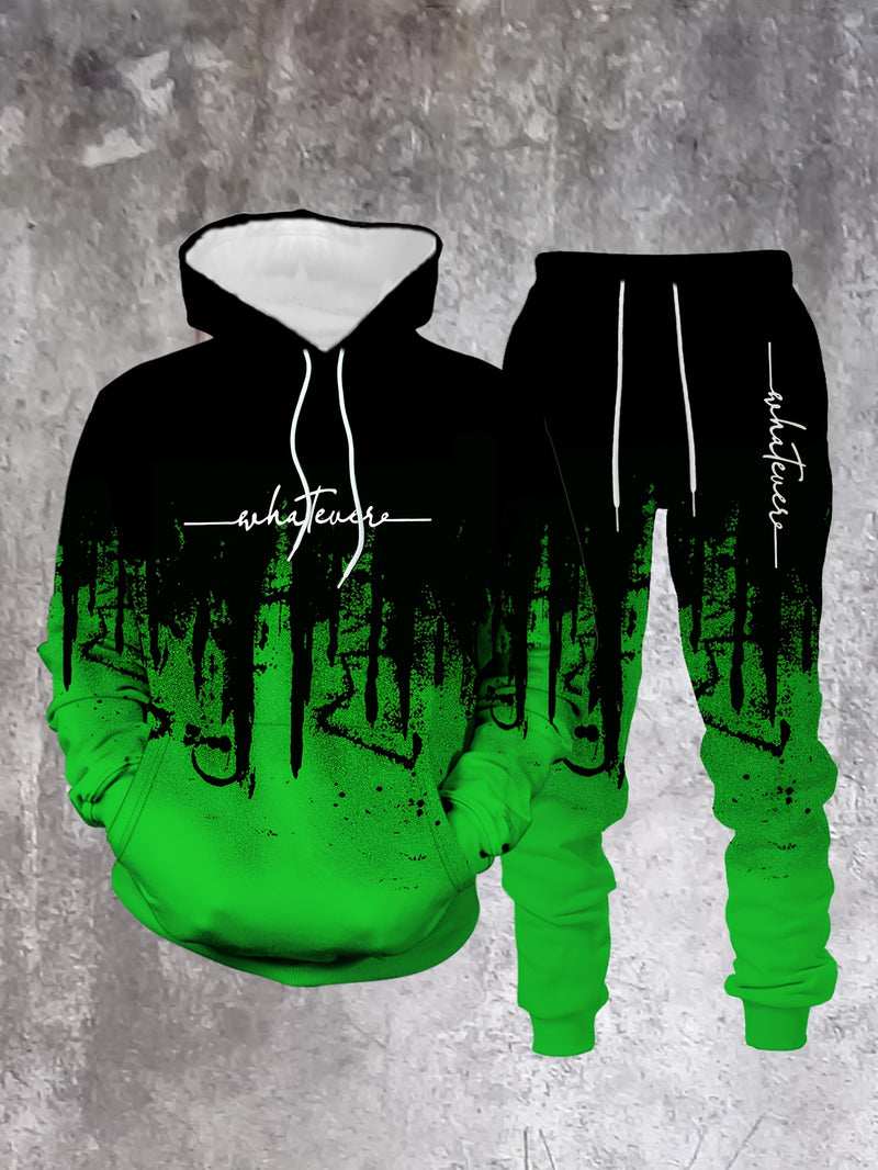 Men's Casual Sweatshirt Set with a Easy Black And Green Color.