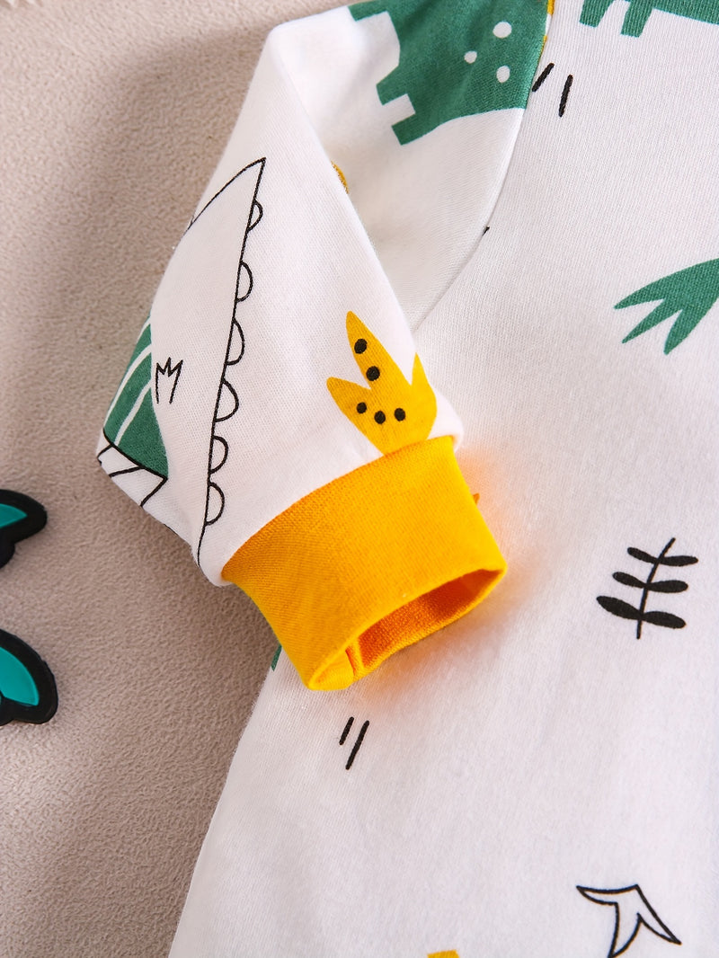 1pc Long Sleeve Knitted Bodysuit with Full Print.