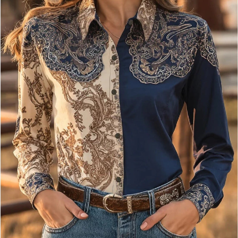 2D Flat Printing New Floral Pattern Women's Shirt.