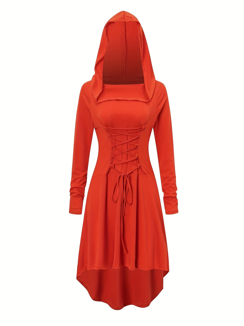 Women's Solid Color Tie-Up Asymmetrical Dress.