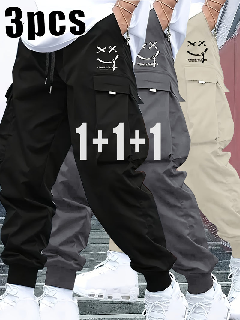 3pcs Men's Heavy-Duty Work Pants.