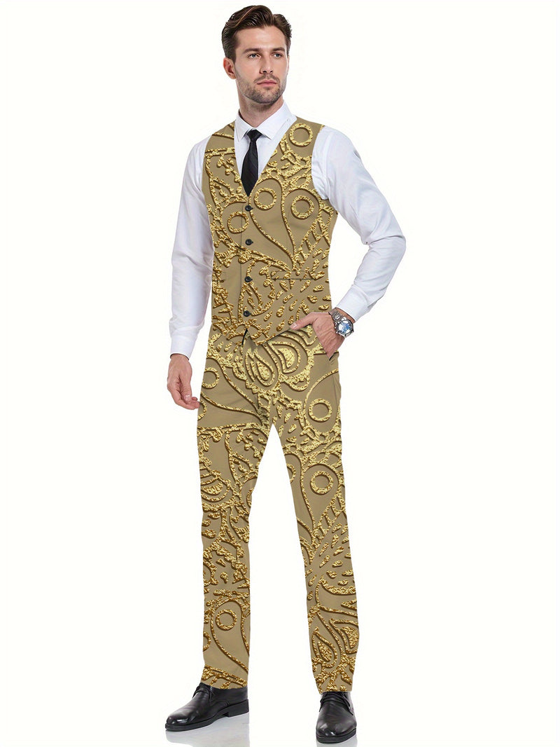 Men's Fashion Two-Piece Set Featuring a Vest And Trousers.