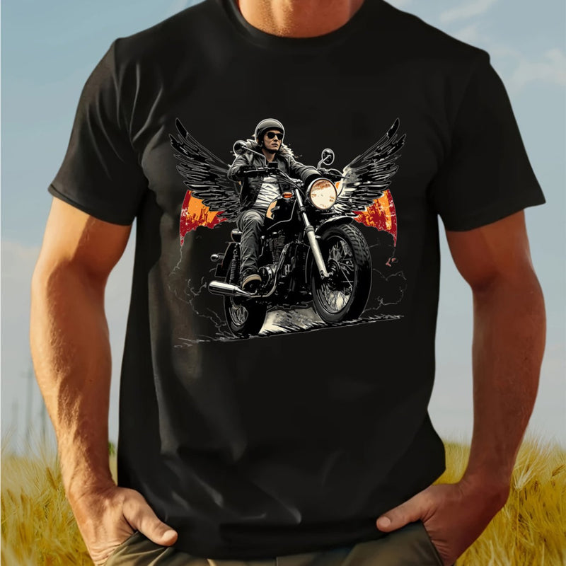 Men's Casual Fashion Black Cotton T-Shirt.