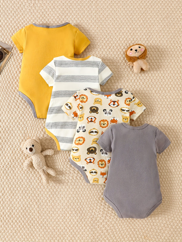 4pcs set of new spring/summer baby boy romper bodysuits.