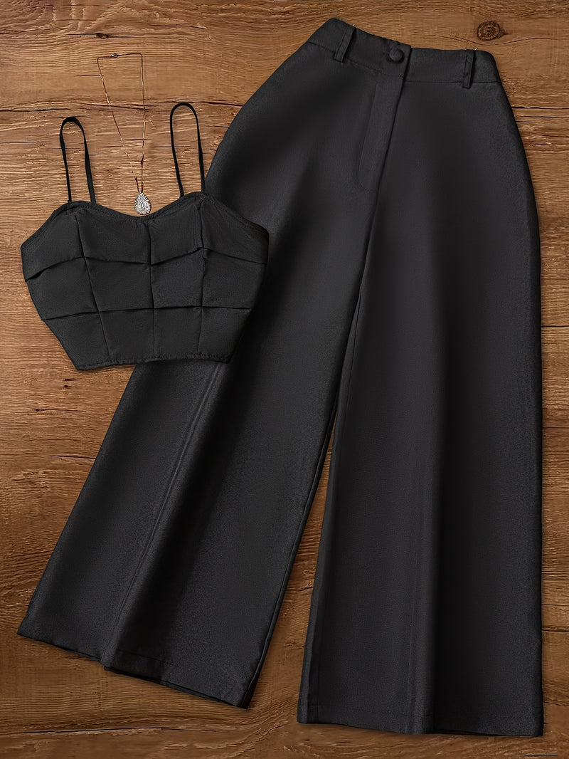 Women’s Solid Color Pants and Camisole Set.