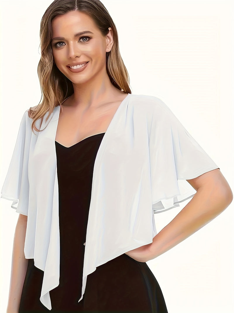 Women's Solid Color Short Sleeve Shirt Cardigan.