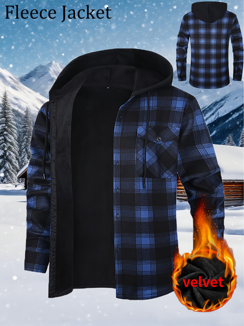 Men's Plush Flannel Shirt Jacket.