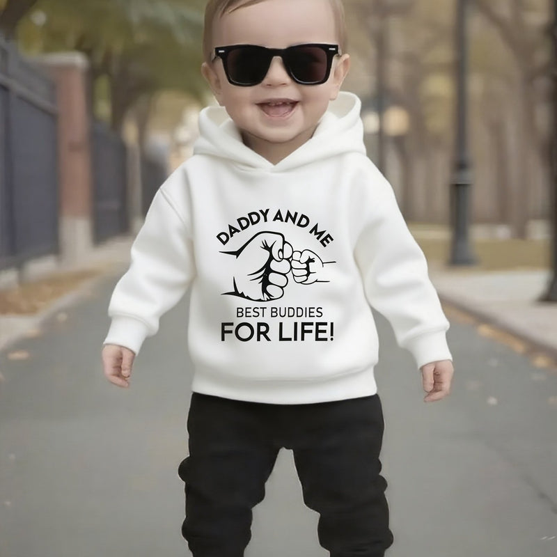 Boys' Autumn/Winter Casual English Letter Graphic Fist Bump.