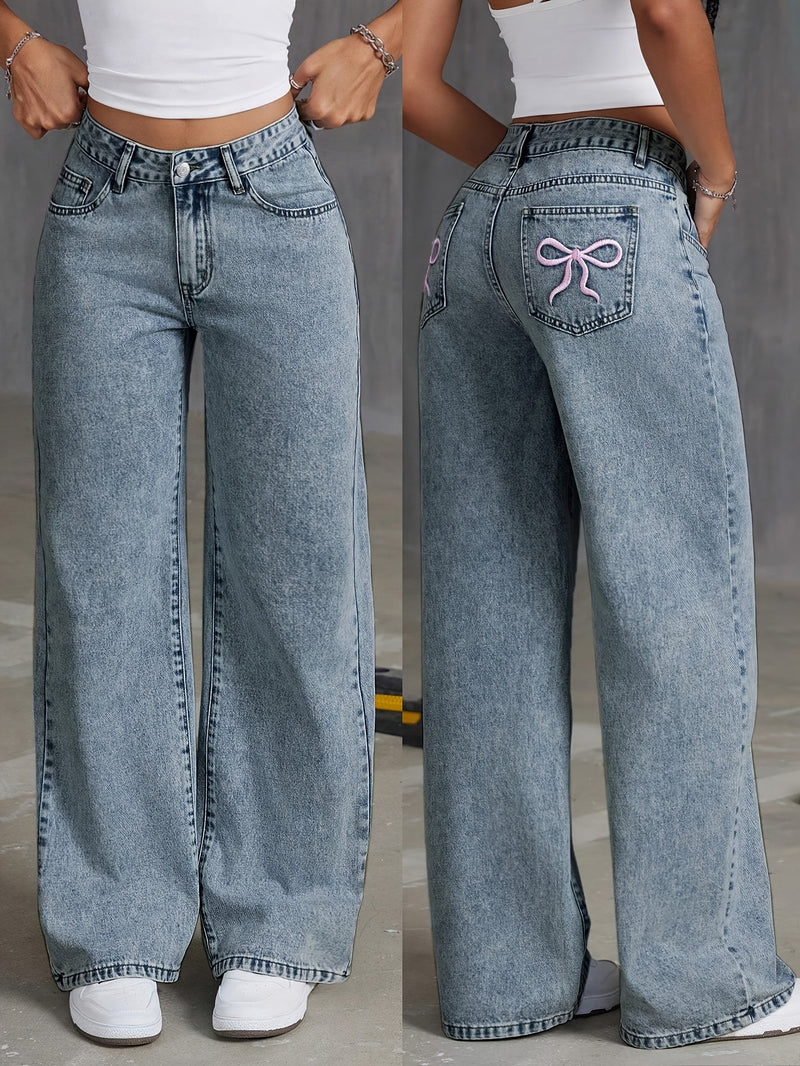 Women's Wide-Leg Stretch Denim Pants.