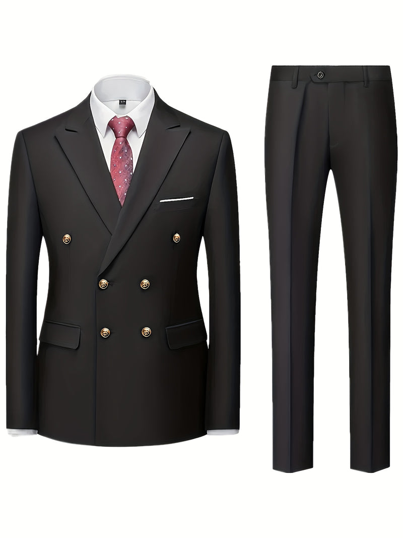 Men's 2pcs Wedding Suit Set - Slim Fit Business Suit Jacket.