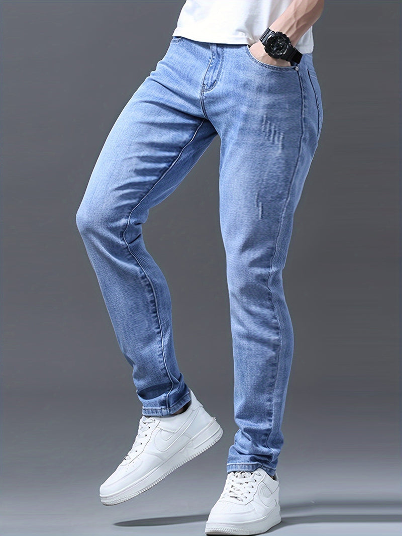 Men's Slim-Fit Stretch Jeans - Stretch Denim Pants with Button Closure.