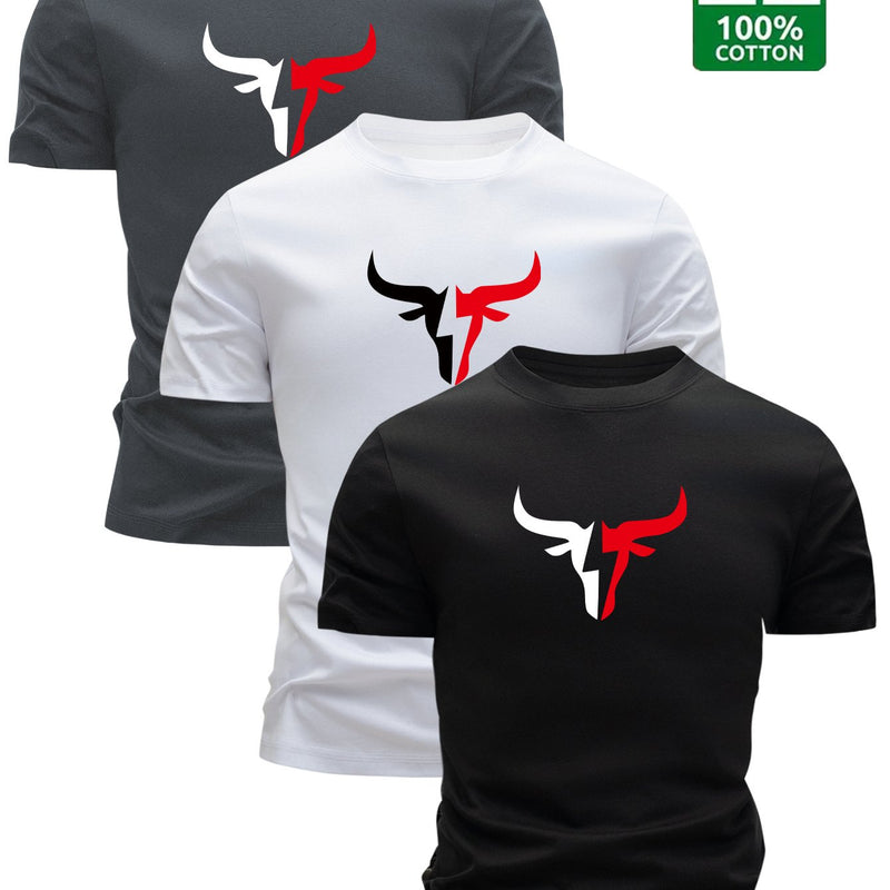 3pcs Men’s T-shirt Cotton New Fashionable Summer Essential Top.