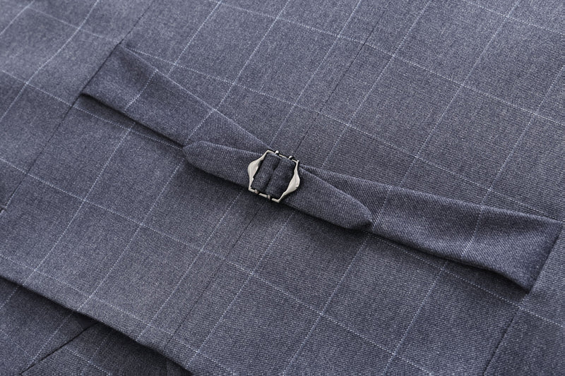 3pcs Men's Slim-Fit Checkered Suit - Notable Suit Suitable for Business.